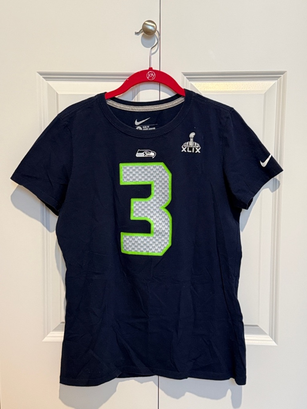 Nike Navy Seahawks #3 Graphic Tee with Neon Green Accent